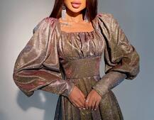 Блестящее платье с объемными рукавами Блестящее платье с объемными рукавами | PUSHKA SHOP