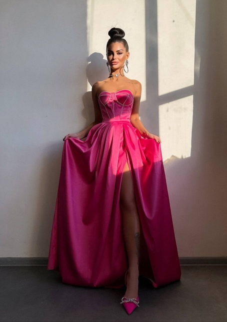 Комплект: корсет-бюстьє , декорований стразами  + спідниця максі з розрізом   | PUSHKA SHOP