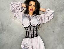 Комплект: Шелковое платье на завязках с корсетом  | PUSHKA SHOP