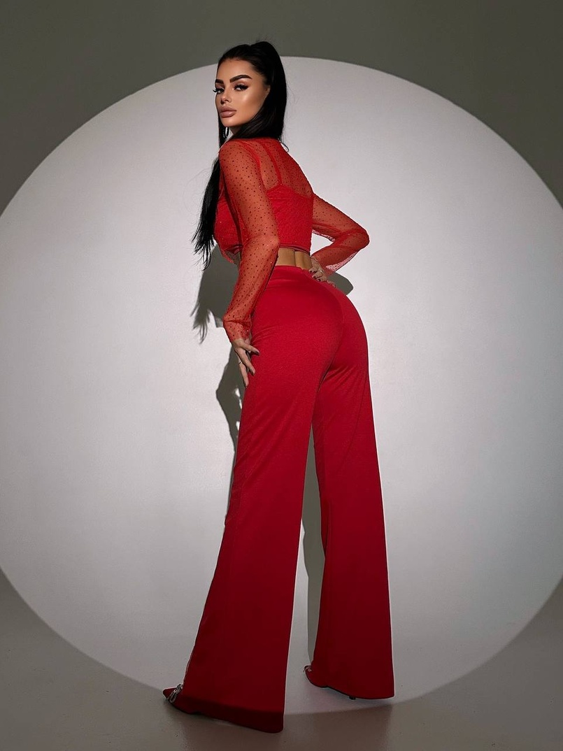 Комплект: топ + штани із сіткою зі стразами  | PUSHKA SHOP