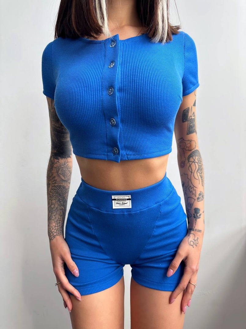 Комплект: топ на ґудзиках + велосипедки Комплект: топ на ґудзиках + велосипедки | PUSHKA SHOP