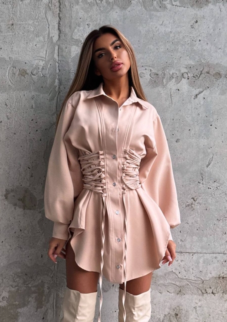 Сукня-сорочка зі шнурівкою Сукня-сорочка зі шнурівкою | PUSHKA SHOP