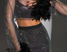 Комплект: топ з натуральним пір’ям + спідниця  | PUSHKA SHOP