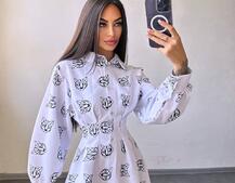 Приталена сорочка з принтом | PUSHKA SHOP