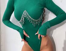 Трикотажний боді-гольф, декорований бахромою зі страз Трикотажний боді-гольф, декорований бахромою зі страз | PUSHKA SHOP