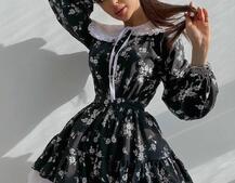 Платье со съёмным воротничком и подъюбником  | PUSHKA SHOP