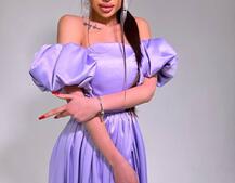 Атласное платье макси с объемными рукавами   Атласное платье макси с объемными рукавами   | PUSHKA SHOP