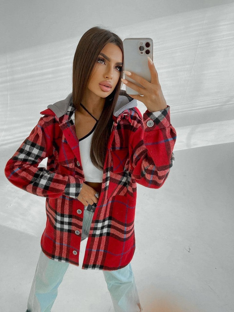 Кашемировая рубашка в клетку с капюшоном  | PUSHKA SHOP