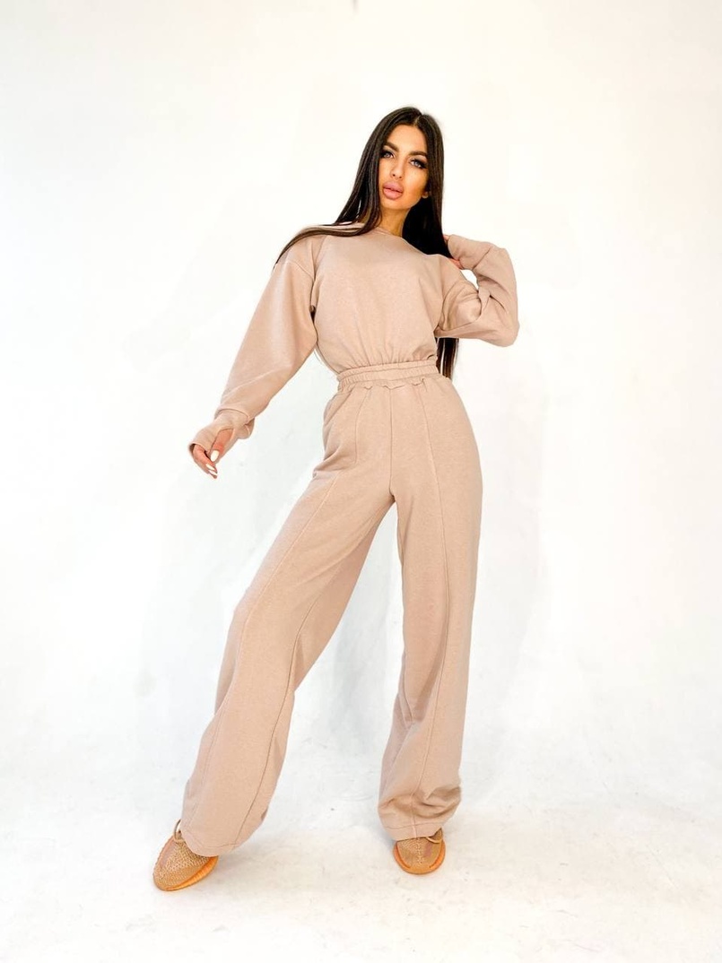 Костюм: боди + расклешенные штаны из качественной турецкой трехнитки | PUSHKA SHOP