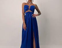 Атласна сукня максі із шнуром зі стразами Атласна сукня максі із шнуром зі стразами | PUSHKA SHOP