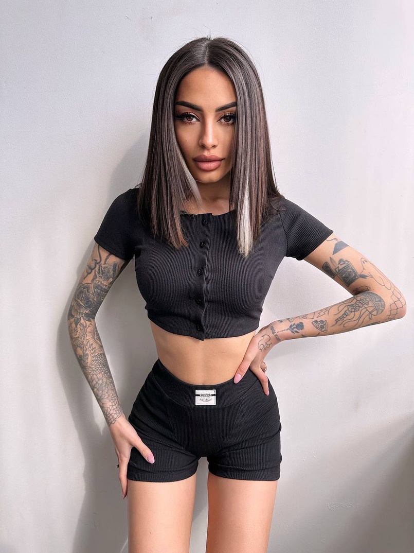 Комплект: топ на ґудзиках + велосипедки | PUSHKA SHOP