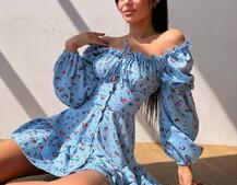 Сукня з квітковим принтом з воланами на ґудзиках Сукня з квітковим принтом з воланами на ґудзиках | PUSHKA SHOP