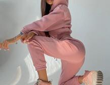 Тёплый базовый костюм на флисе с объемными капюшоном  Тёплый базовый костюм на флисе с объемными капюшоном  | PUSHKA SHOP