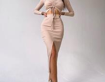 Комплект: топ+ юбка миди с разрезом Комплект: топ+ юбка миди с разрезом | PUSHKA SHOP