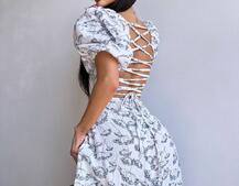 Сукня -міді зі шнурівкою на спинці та розрізом на ніжці з принтом Сукня -міді зі шнурівкою на спинці та розрізом на ніжці з принтом | PUSHKA SHOP