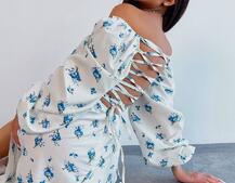 Сукня -міді зі шнурівкою на спинці та розрізом на ніжці | PUSHKA SHOP