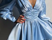 Атласна сукня з пишною подвійною спідницею та об‘ємними рукавами Атласна сукня з пишною подвійною спідницею та об‘ємними рукавами | PUSHKA SHOP