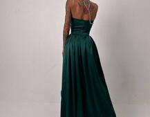 Атласна сукня максі із шнуром зі стразами  | PUSHKA SHOP