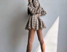 Комплект: сорочка + спідниця у клітинку  | PUSHKA SHOP