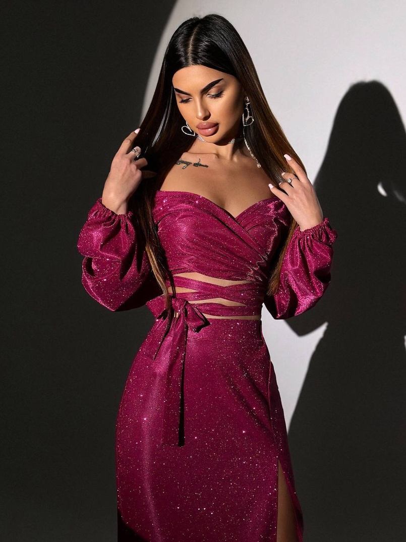 Сяючий комплект: топ  + спідниця  Сяючий комплект: топ  + спідниця  | PUSHKA SHOP