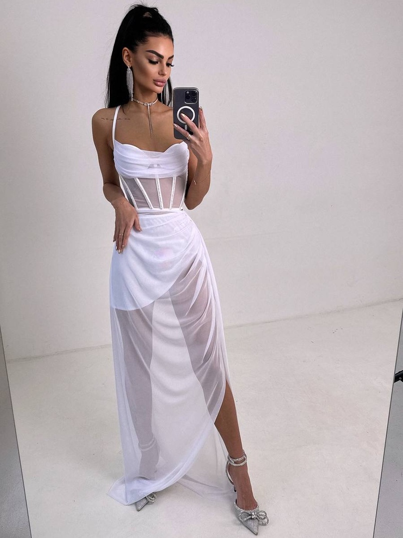 Комплект: корсет декорований стразами + спідниця максі  | PUSHKA SHOP