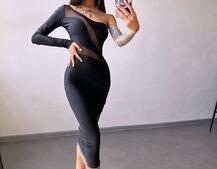 Сукня міді  із вставками сітки  | PUSHKA SHOP