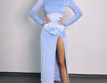 Оксамитова сукня міді з розрізом + атласний корсет | PUSHKA SHOP