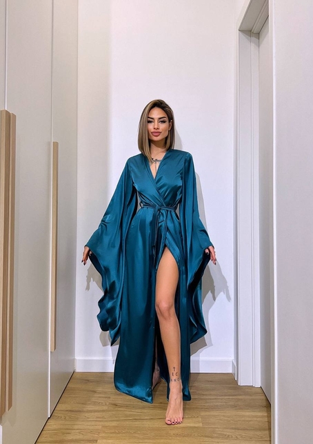 Шовковий халатик із розкльошеними рукавами | PUSHKA SHOP