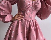 Сукня з квітковим принтом з воланами на ґудзиках  Сукня з квітковим принтом з воланами на ґудзиках  | PUSHKA SHOP