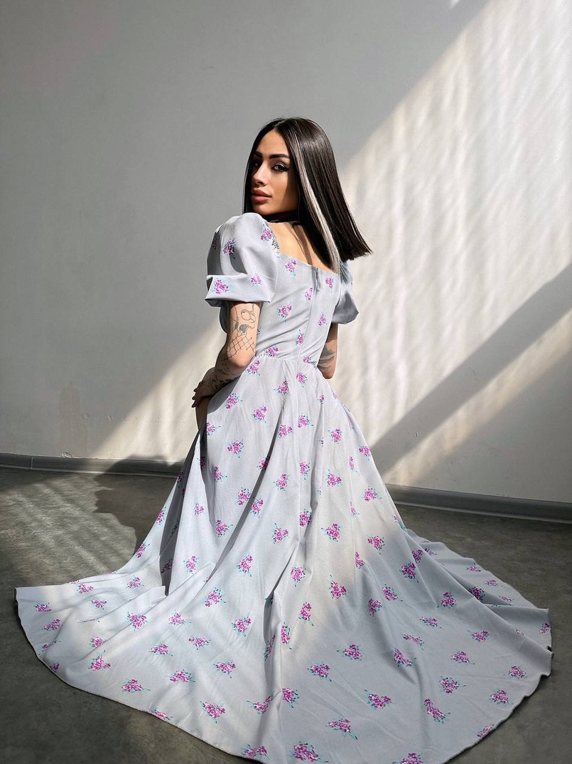 Сукня- міді  з квітковим принтом | PUSHKA SHOP