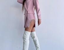 Приталена сукня-піджак, декорована бахромою зі страз | PUSHKA SHOP