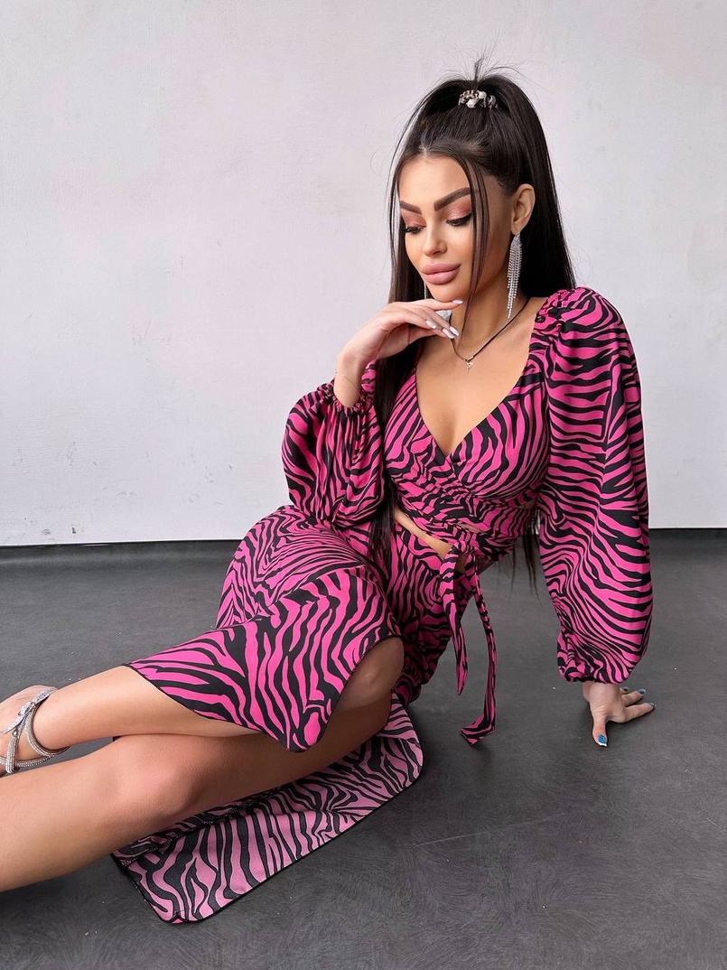 Комплект: топ із зав'язками на талії + спідниця міді з розрізом | PUSHKA SHOP