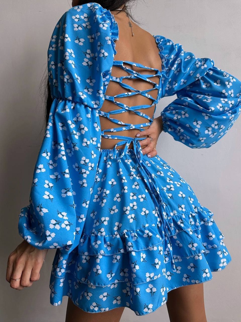 Сукня з квітковим принтом з воланами на ґудзиках  Сукня з квітковим принтом з воланами на ґудзиках  | PUSHKA SHOP