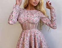 Корсетна сукня з пишною спідницею в квітковий Принт  | PUSHKA SHOP