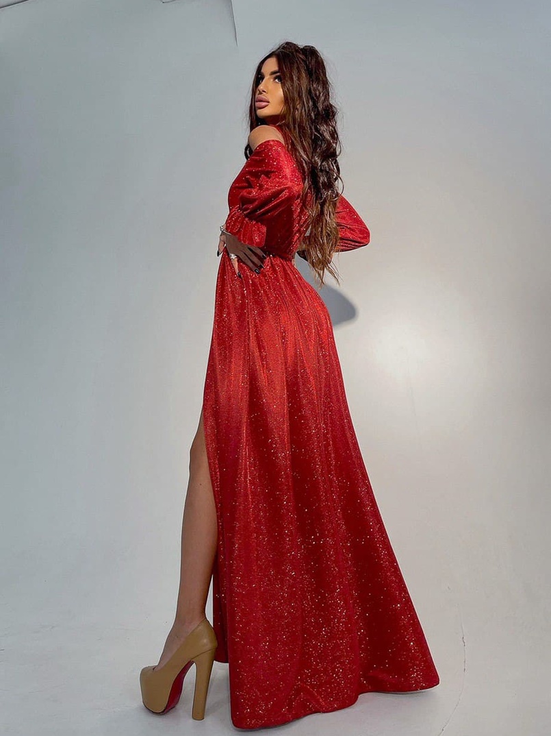 Блестящее платье макси с разрезом Блестящее платье макси с разрезом | PUSHKA SHOP