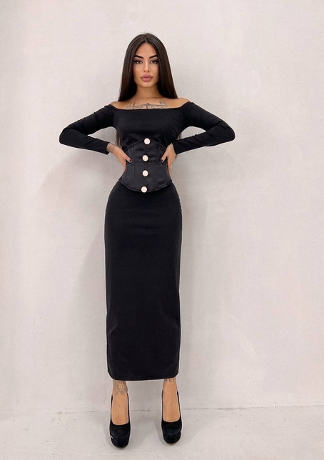 Сукня міді  + атласний корсет | PUSHKA SHOP