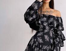 Сукня з асиметричною спідницею та воланами Сукня з асиметричною спідницею та воланами | PUSHKA SHOP