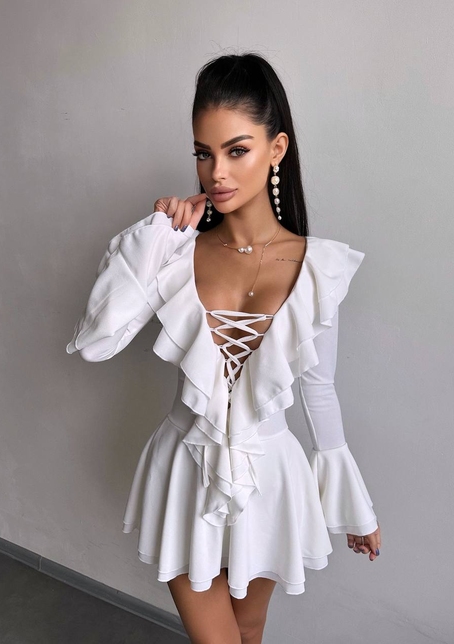 Сукня з з воланами на ґудзиках  | PUSHKA SHOP