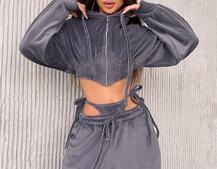 Велюровий комплект: кофта з корсетними елементами + джогери з імітацією трусиків | PUSHKA SHOP