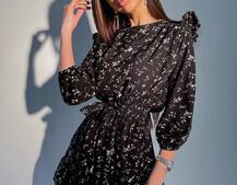 Цветочное платье с оборками   | PUSHKA SHOP