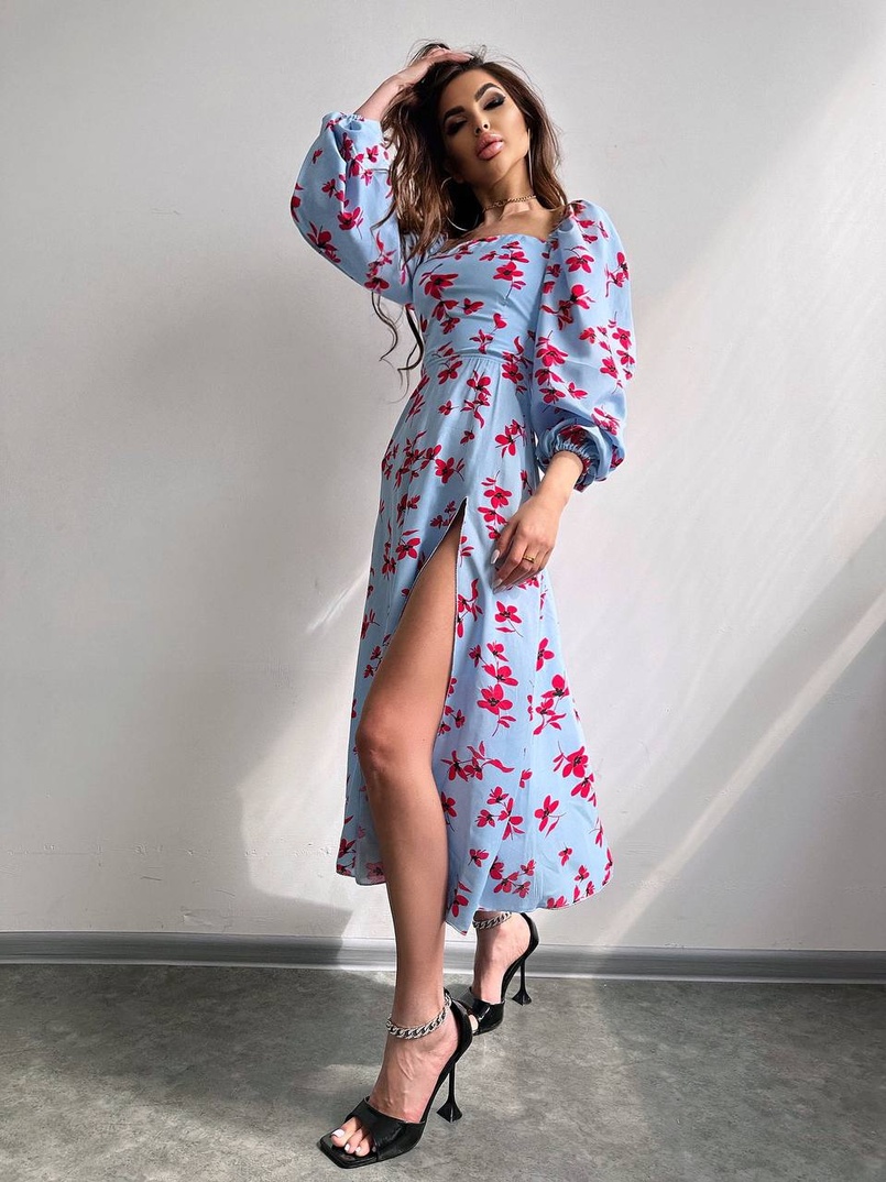 Сукня -міді зі шнурівкою на спинці та розрізом на ніжці | PUSHKA SHOP