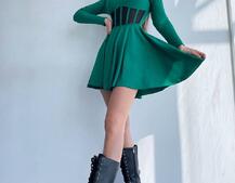 Приталена сукня з корсетною вставкою та спідницею-сонцем | PUSHKA SHOP