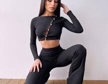 Комплект : штани кльош і топ на ґудзиках Комплект : штани кльош і топ на ґудзиках | PUSHKA SHOP