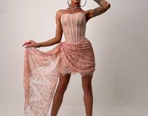 Мереживна сукня міні зі шлейфом Мереживна сукня міні зі шлейфом | PUSHKA SHOP