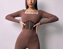Облягаючий трикотажний комбінезон з елементами корсету  | PUSHKA SHOP