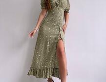 Квіткова сукня з воланами та шнуровкою на ніжці Квіткова сукня з воланами та шнуровкою на ніжці | PUSHKA SHOP