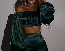 Атласний комплект, декорований стразами Ручна робота, прикраса пришита  | PUSHKA SHOP