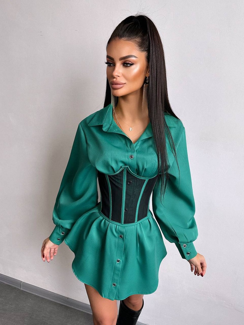 Приталена сорочка + корсет  | PUSHKA SHOP