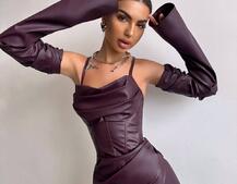 Комплект з еко шкіри: корсет з чашечками+ спідниця міні Комплект з еко шкіри: корсет з чашечками+ спідниця міні | PUSHKA SHOP