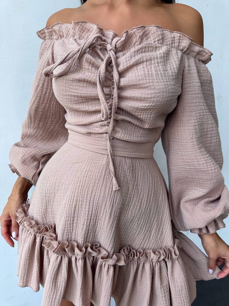 Муслінова сукня з рюшами   | PUSHKA SHOP